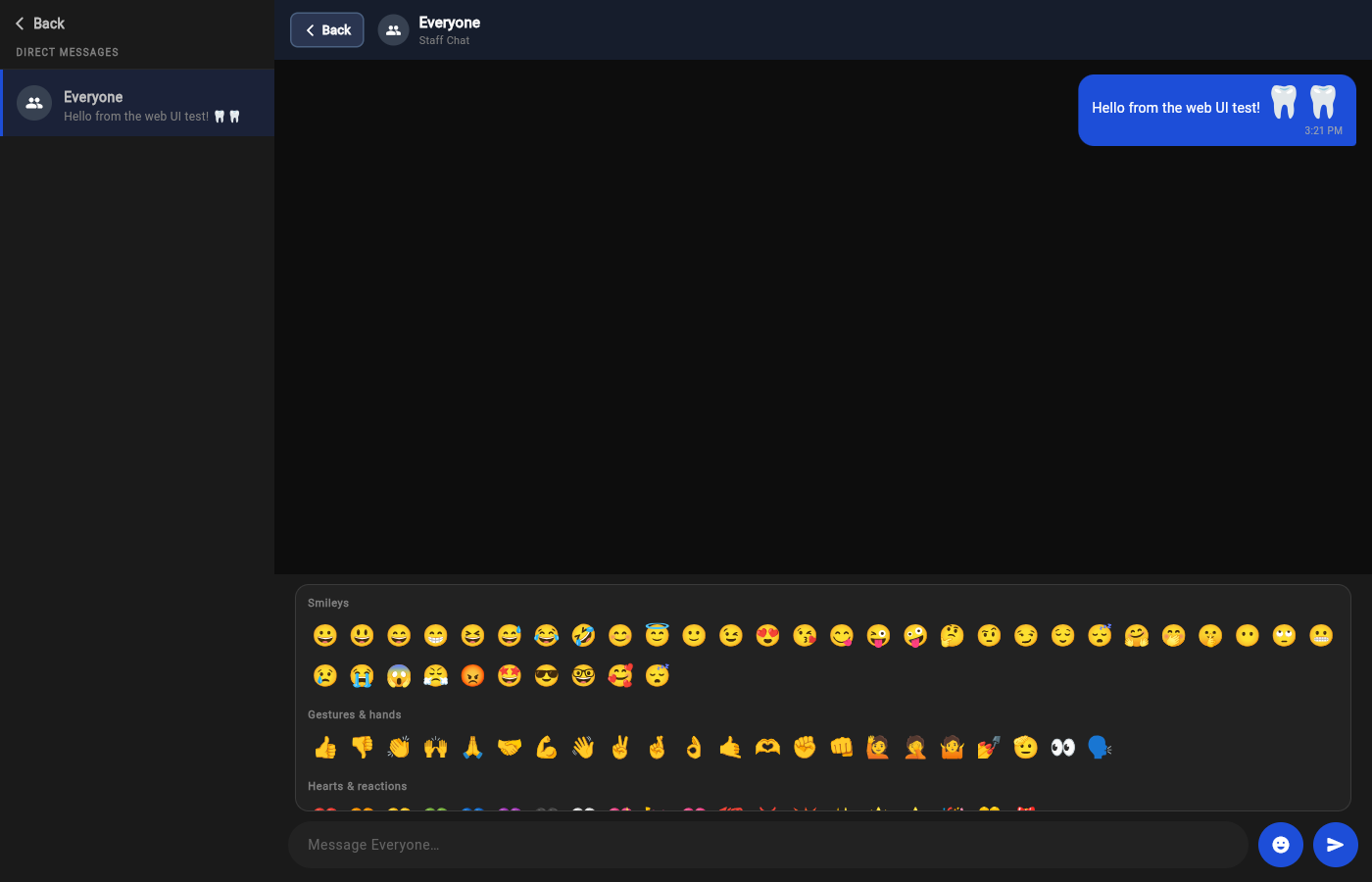 Staff Chat with emoji picker