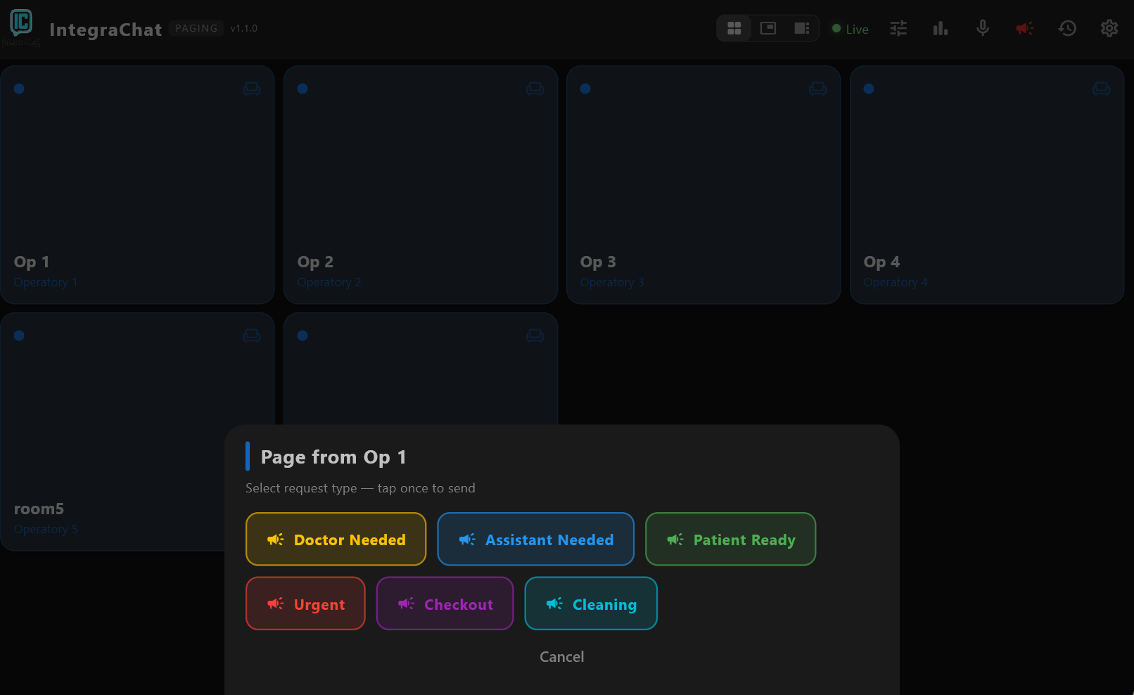 Page request dialog